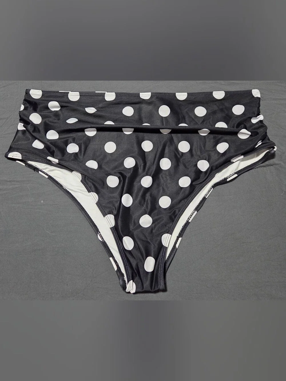 Polka Dot Mid-Rise Bikini Bottom - Black & White